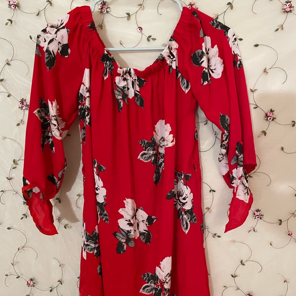 Short Red Floral Dress